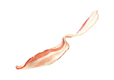 Photo of Slice of raw bacon isolated on white