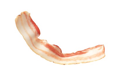 Slice of raw bacon isolated on white