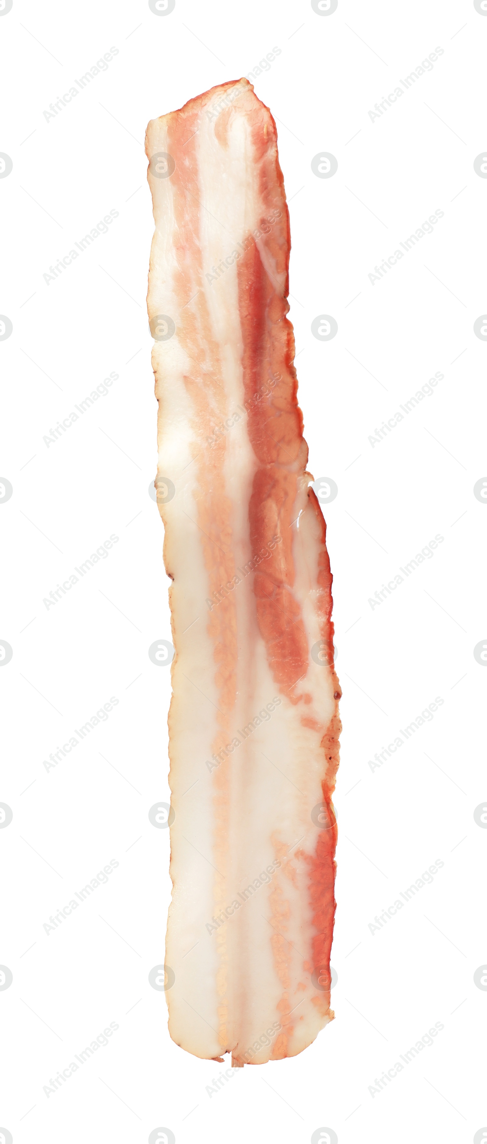 Photo of Slice of raw bacon isolated on white