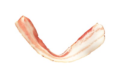 Photo of Slice of raw bacon isolated on white