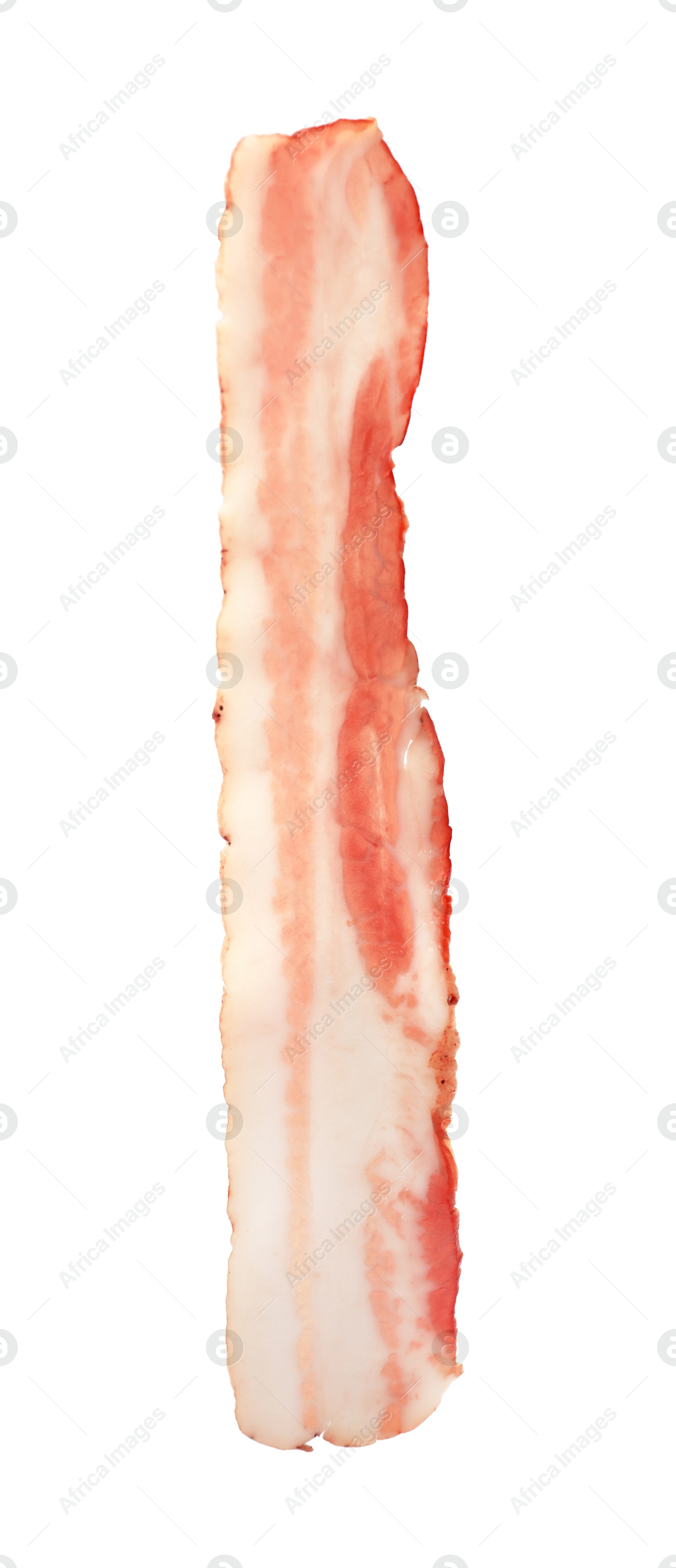 Photo of Slice of raw bacon isolated on white