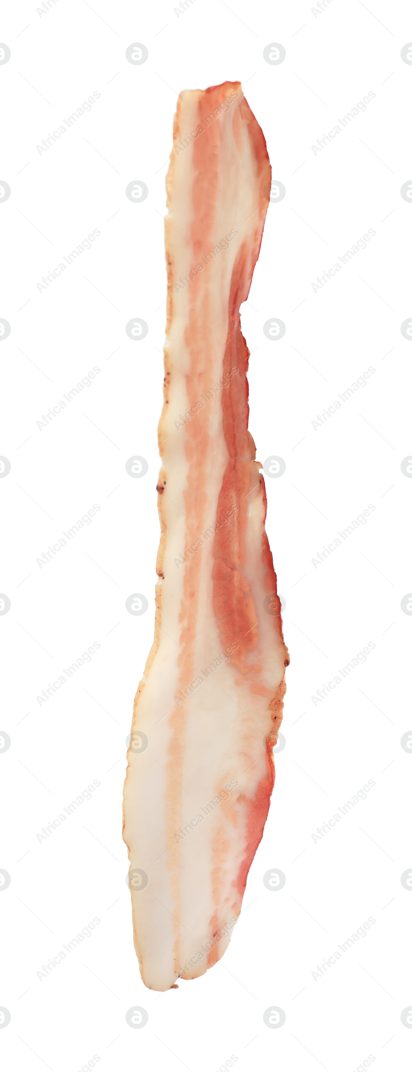 Photo of Slice of raw bacon isolated on white