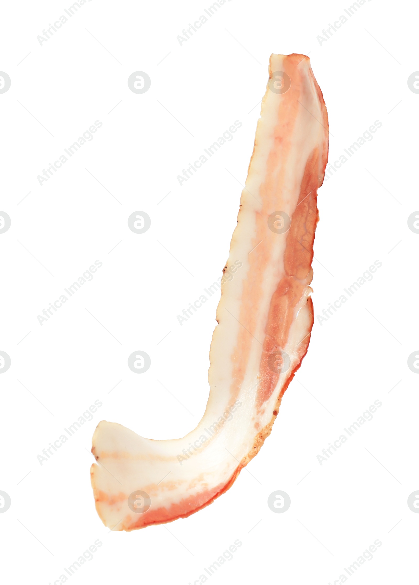 Photo of Slice of raw bacon isolated on white