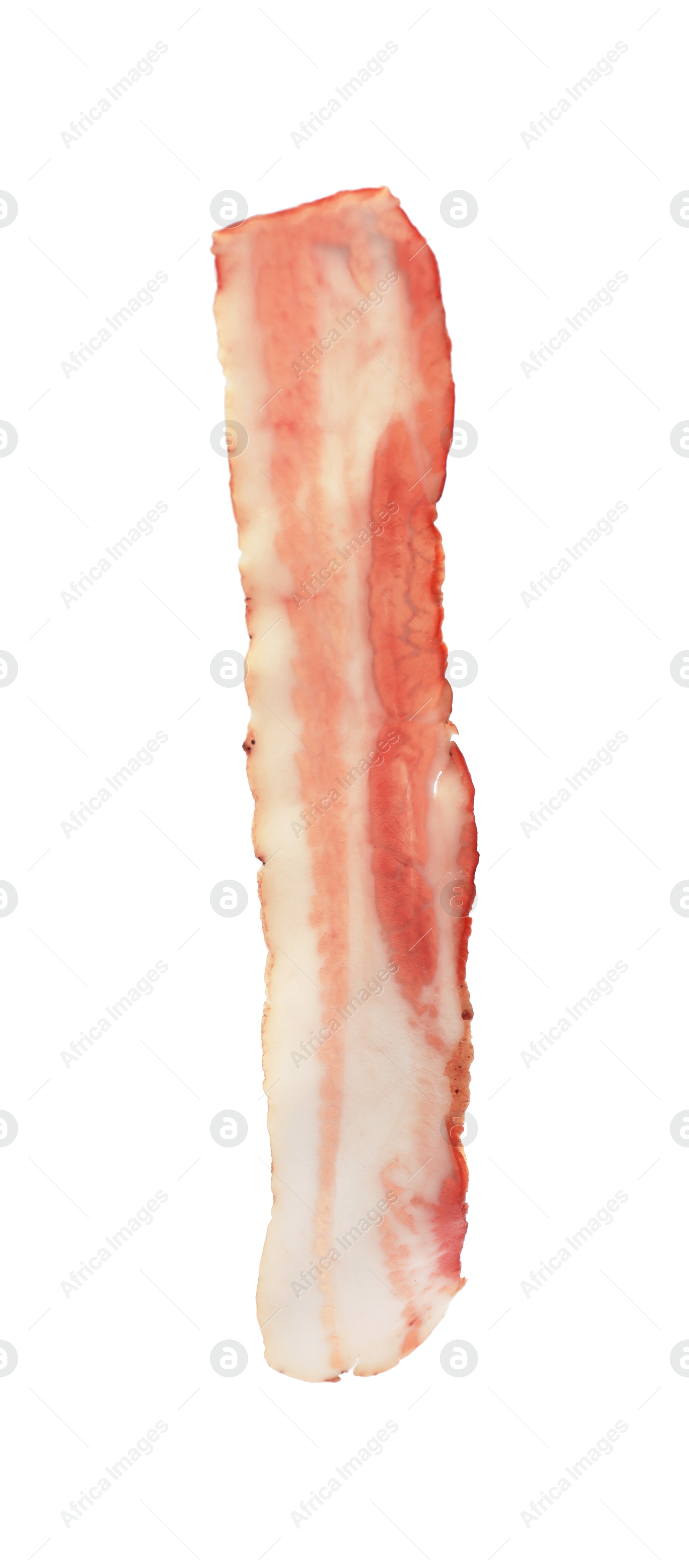 Photo of Slice of raw bacon isolated on white