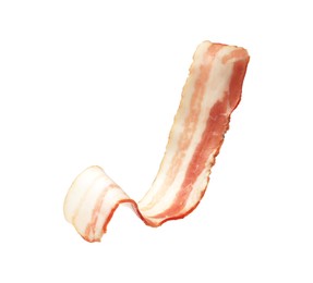 Slice of raw bacon isolated on white