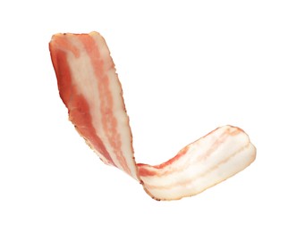 Photo of Slice of raw bacon isolated on white