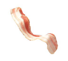 Photo of Slice of raw bacon isolated on white