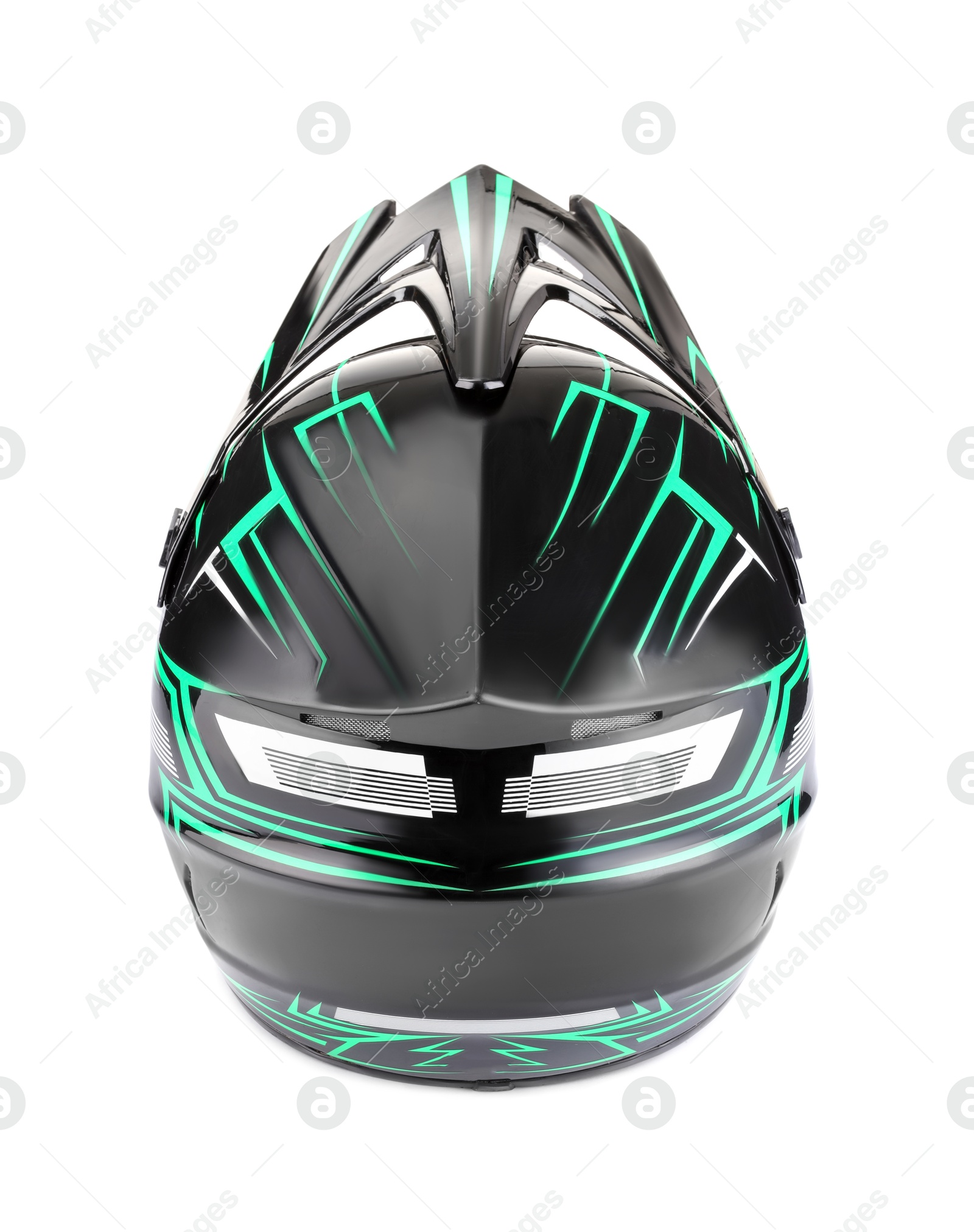 Photo of Modern motorcycle helmet with visor isolated on white