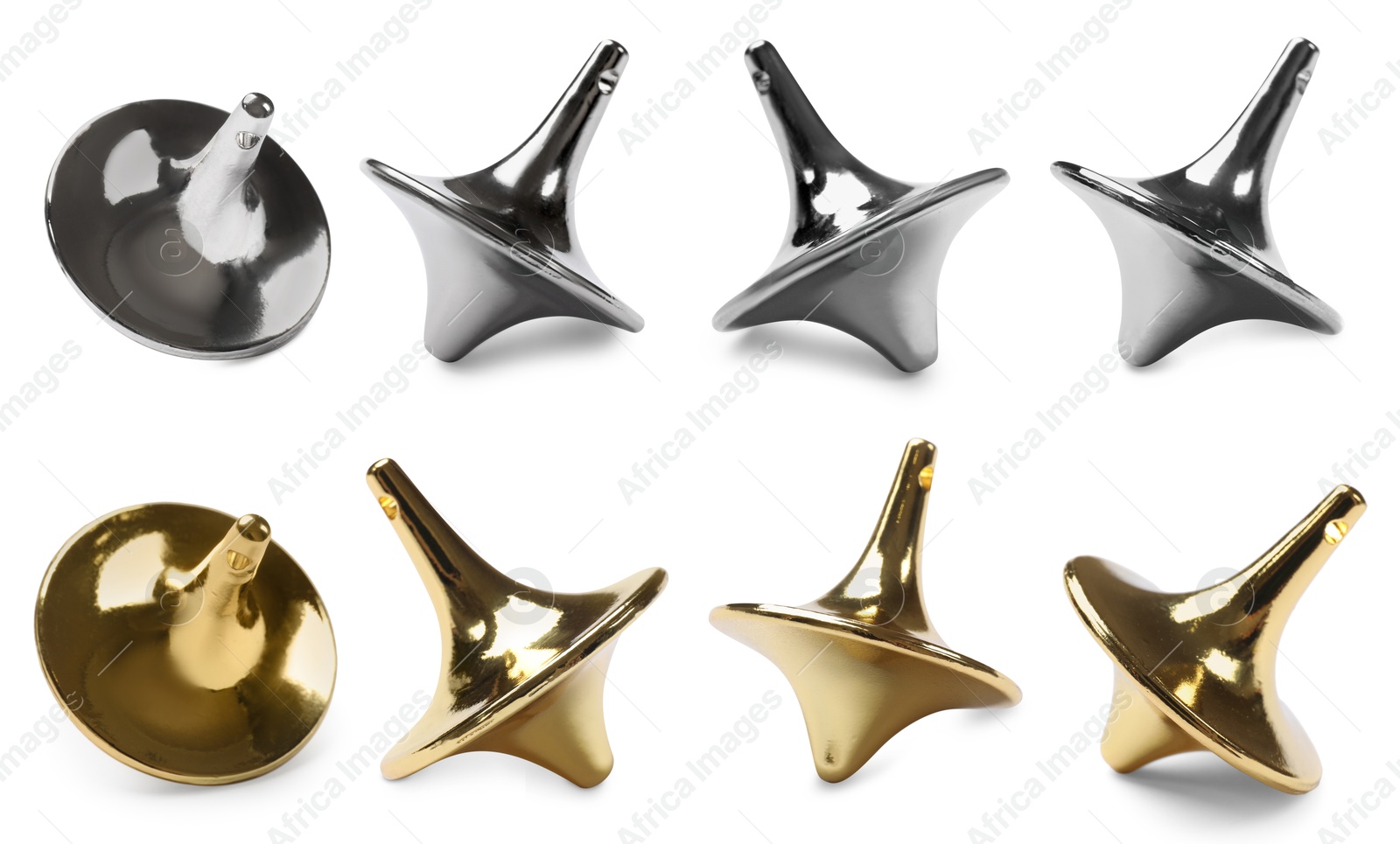 Image of Many different spinning tops isolated on white, set