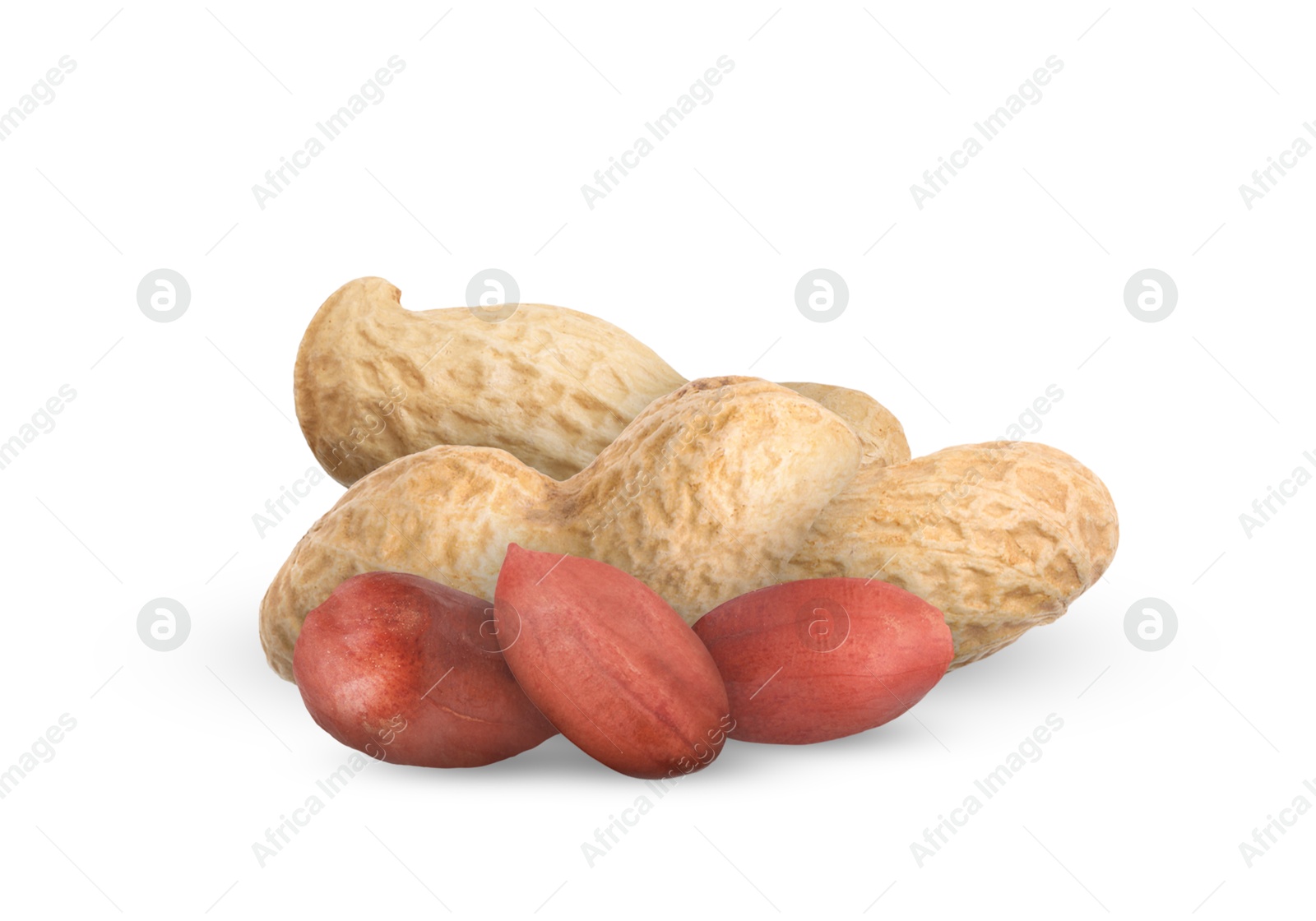 Image of Heap of peanuts isolated on white. Natural product