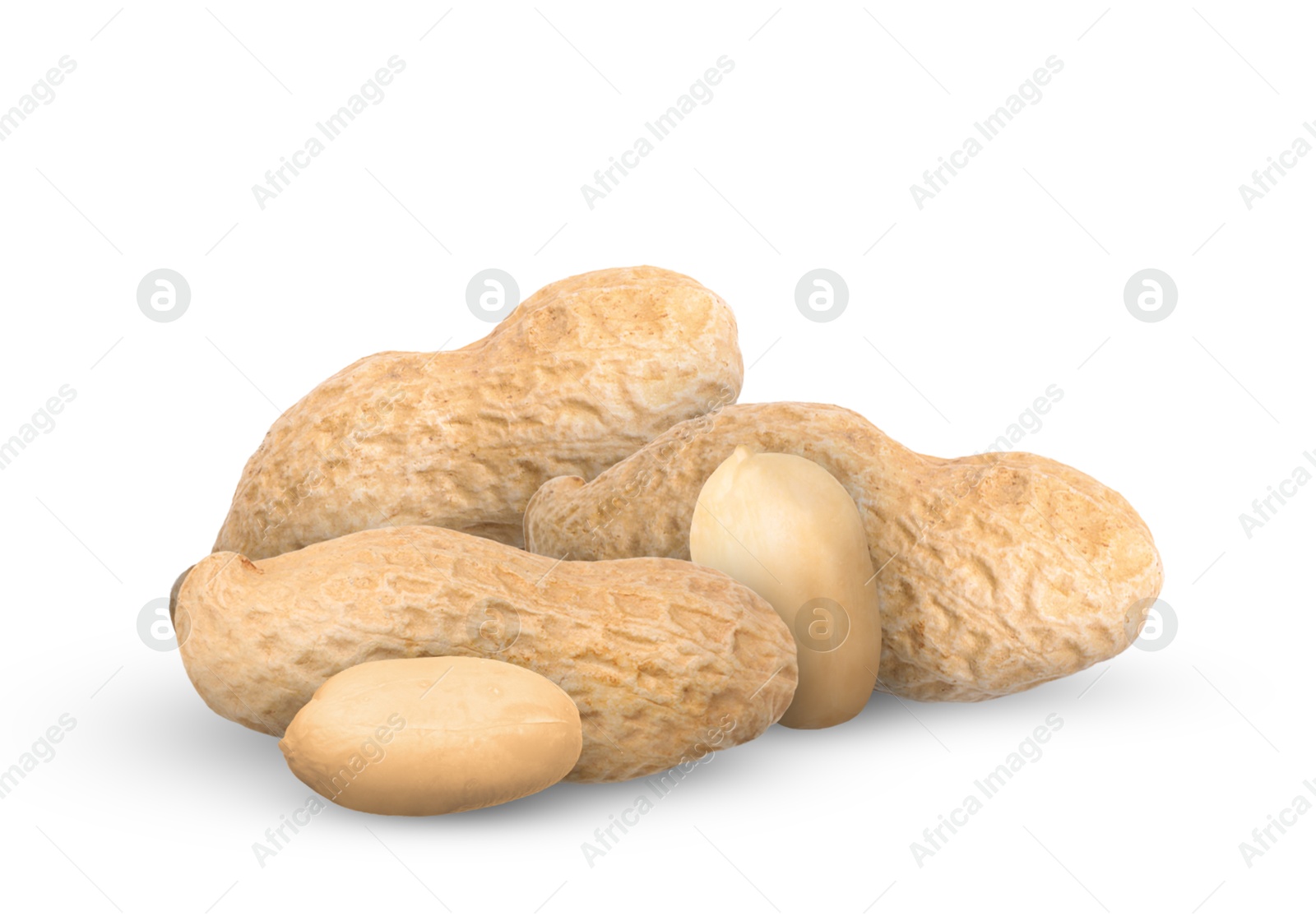 Image of Heap of peanuts isolated on white. Natural product