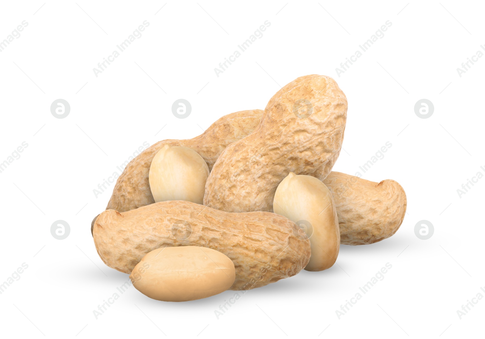 Image of Heap of peanuts isolated on white. Natural product