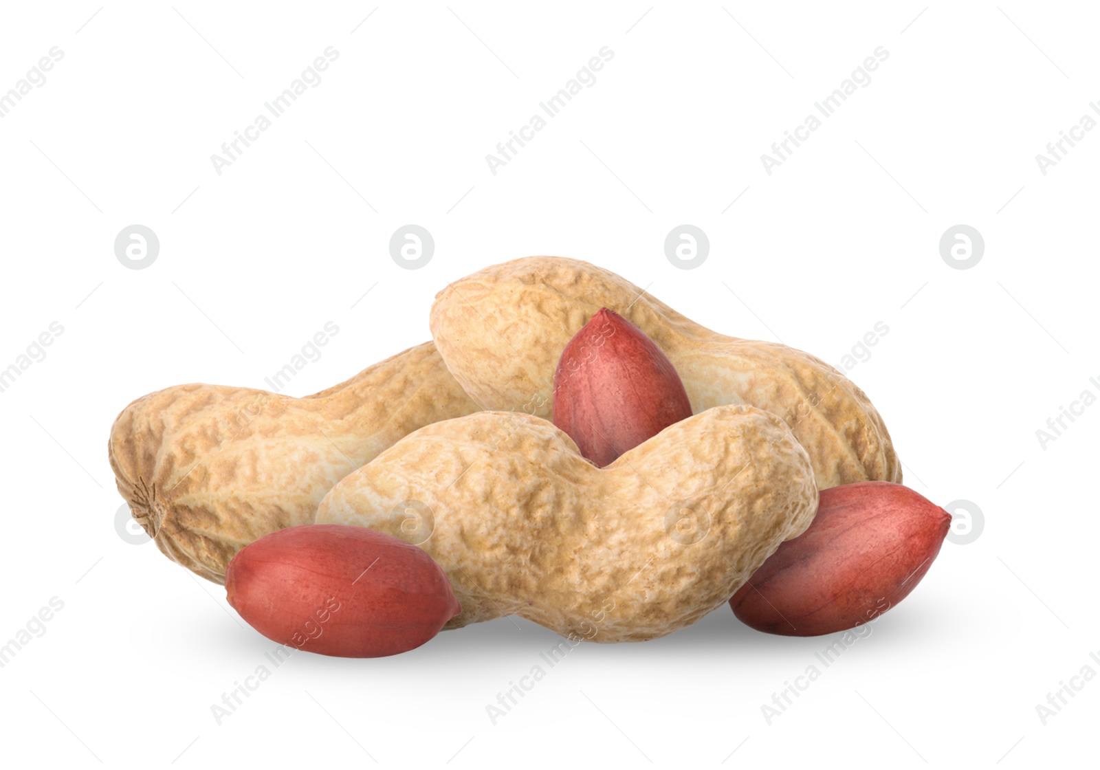 Image of Heap of peanuts isolated on white. Natural product