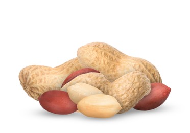 Image of Heap of peanuts isolated on white. Natural product