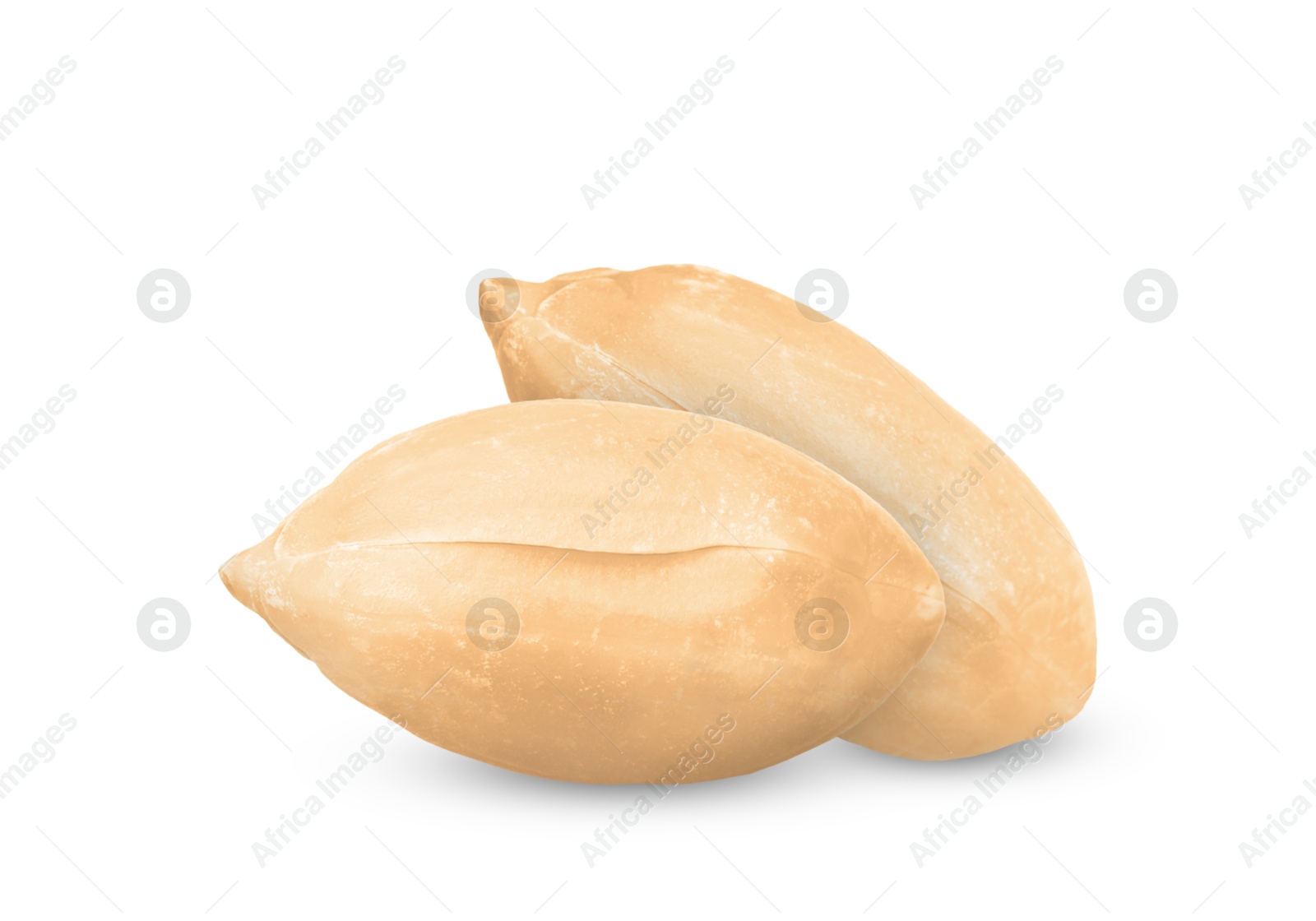 Image of Two peanuts isolated on white. Healthy snack