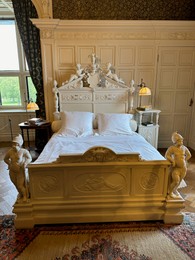 Utrecht, Netherlands - June 17, 2024: Vintage bed in De Haar castle