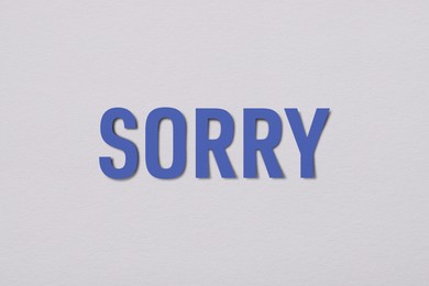 Image of Word Sorry on white background, apology card design