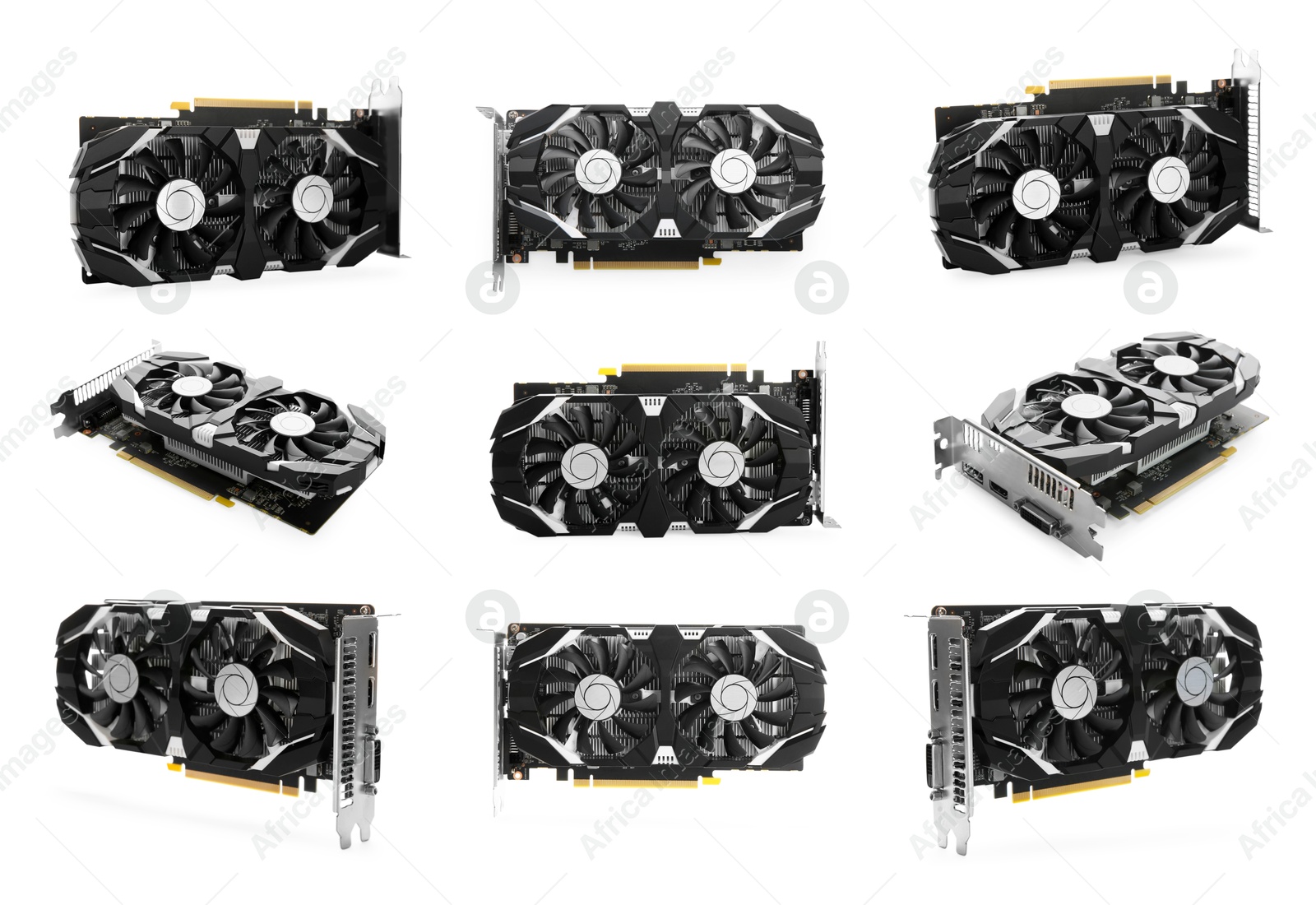 Image of Modern graphics cards isolated on white, set