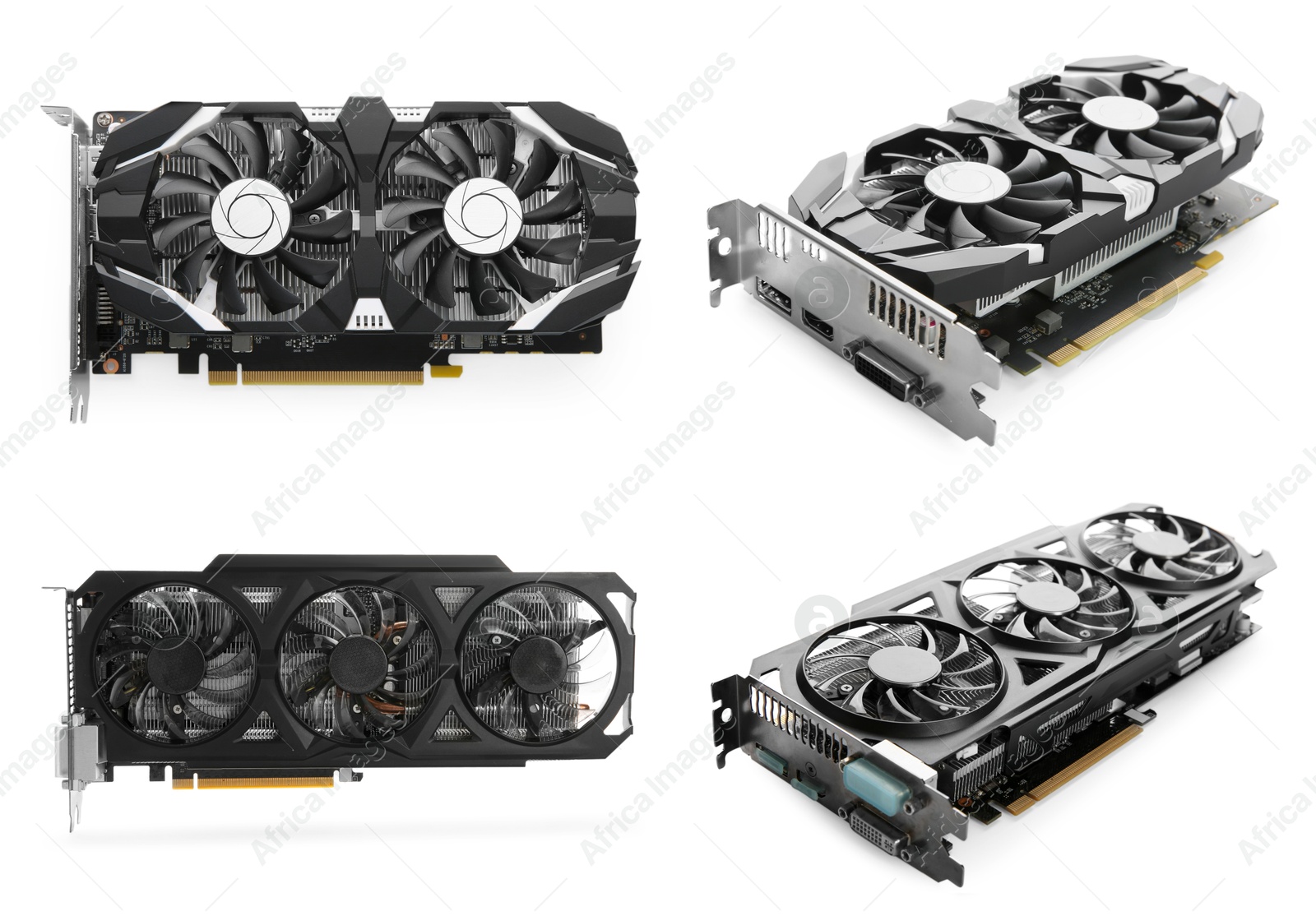 Image of Modern graphics cards isolated on white, set