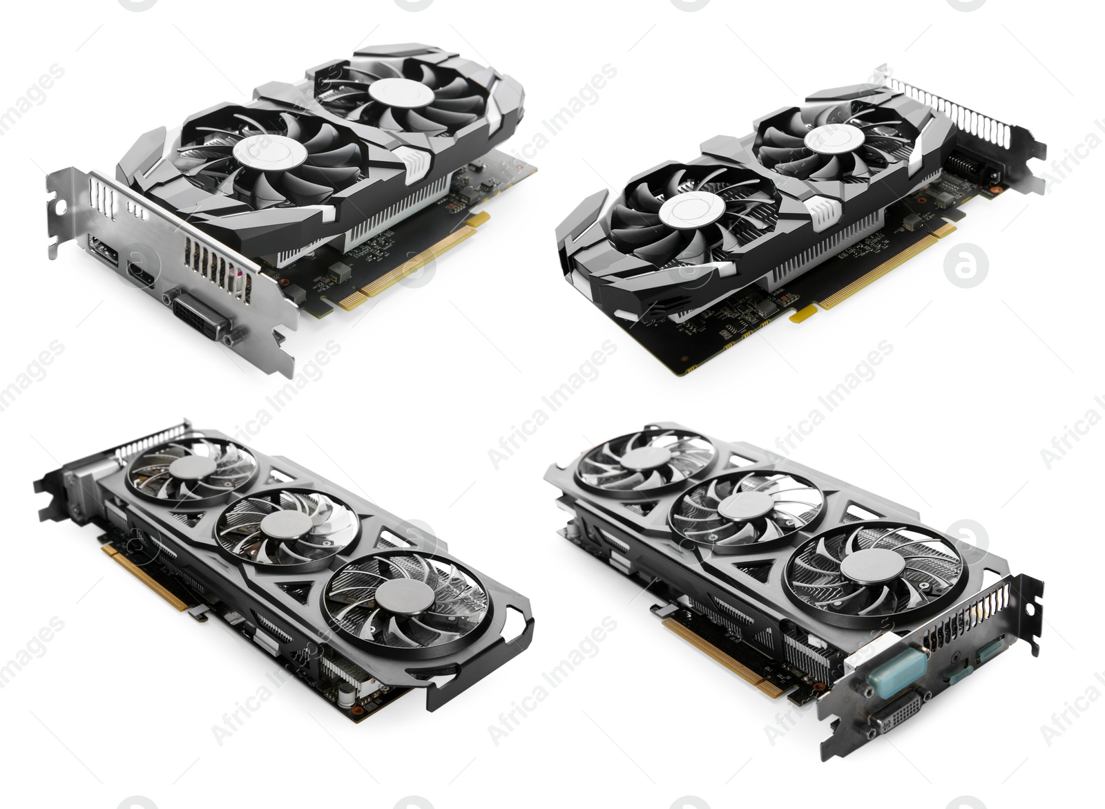 Image of Modern graphics cards isolated on white, set