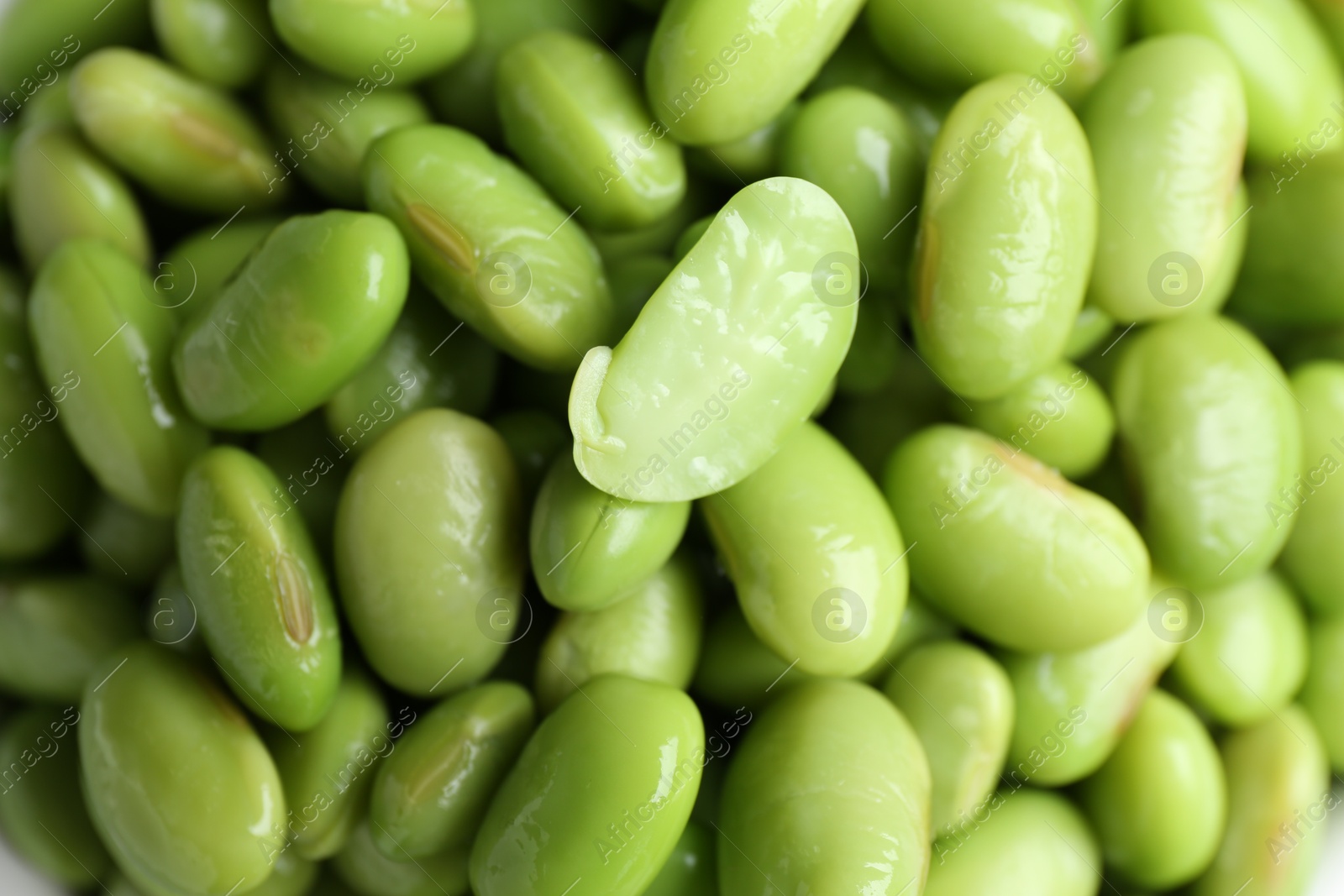 Photo of Fresh edamame soybeans as background, above view