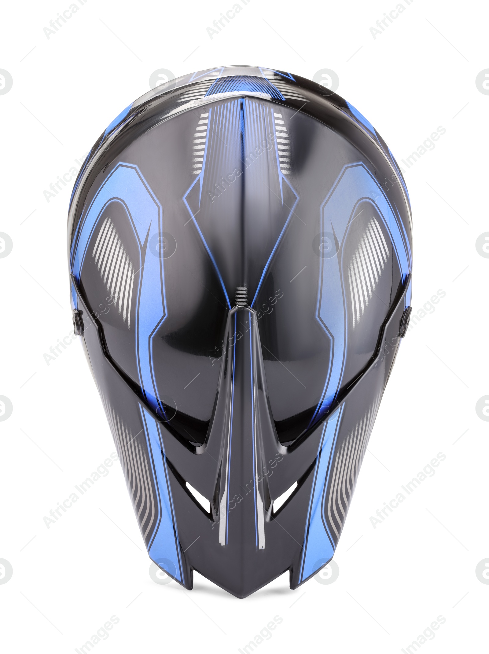 Photo of Modern motorcycle helmet with visor isolated on white