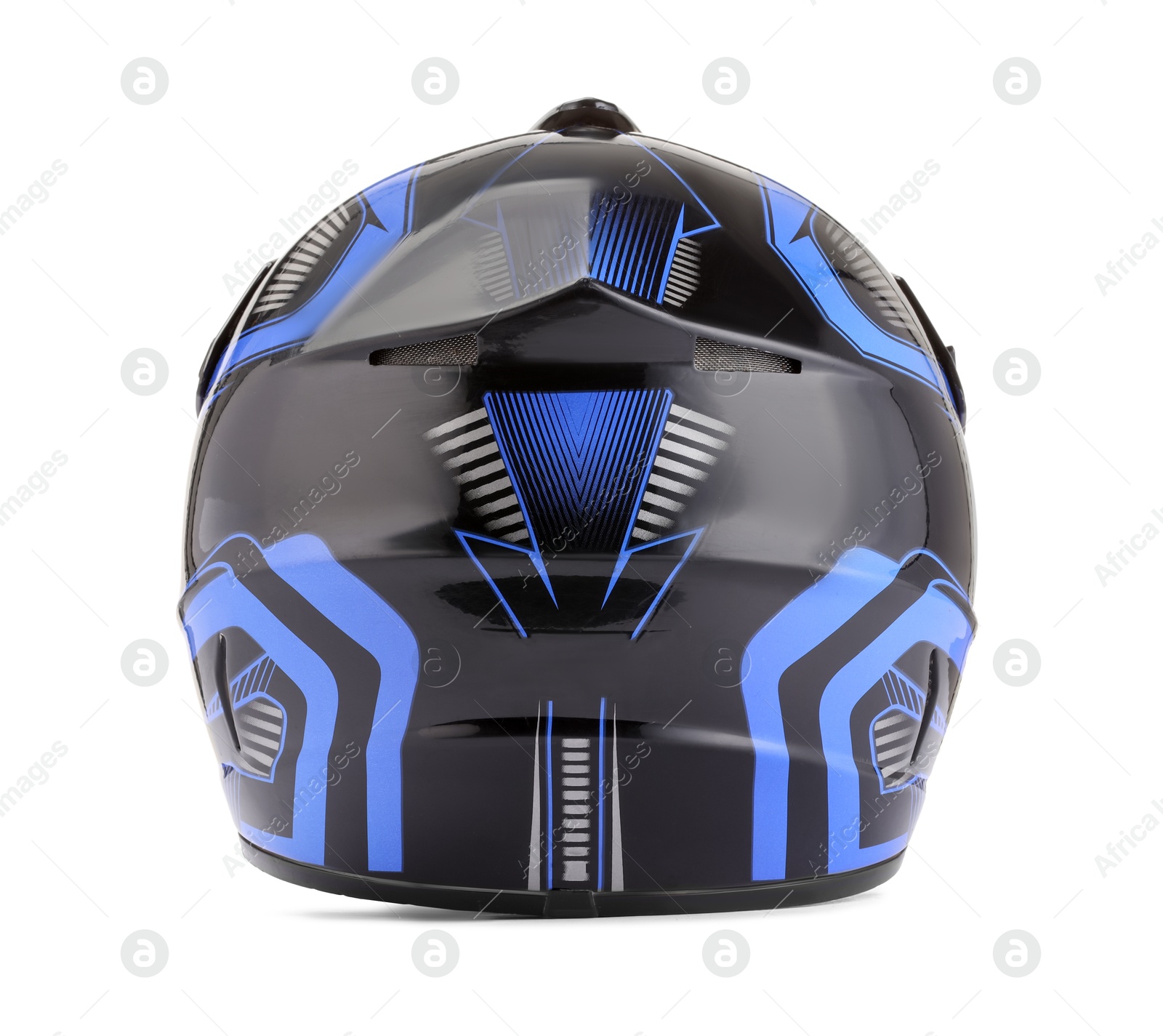 Photo of Modern motorcycle helmet with visor isolated on white