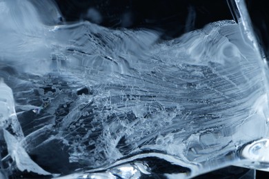 Beautiful clear ice as background, closeup view