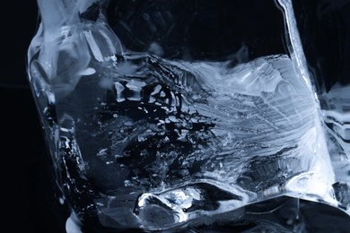 Photo of Beautiful clear ice as background, closeup view