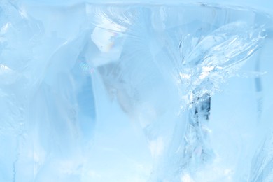 Beautiful clear ice as background, closeup view