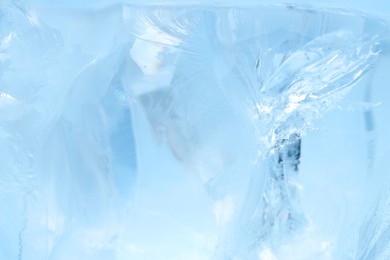 Photo of Beautiful clear ice as background, closeup view