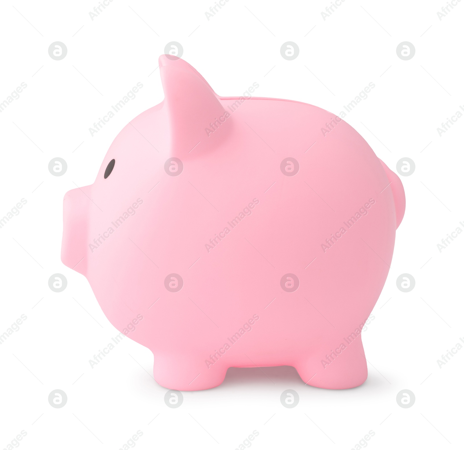 Photo of One pink piggy bank isolated on white