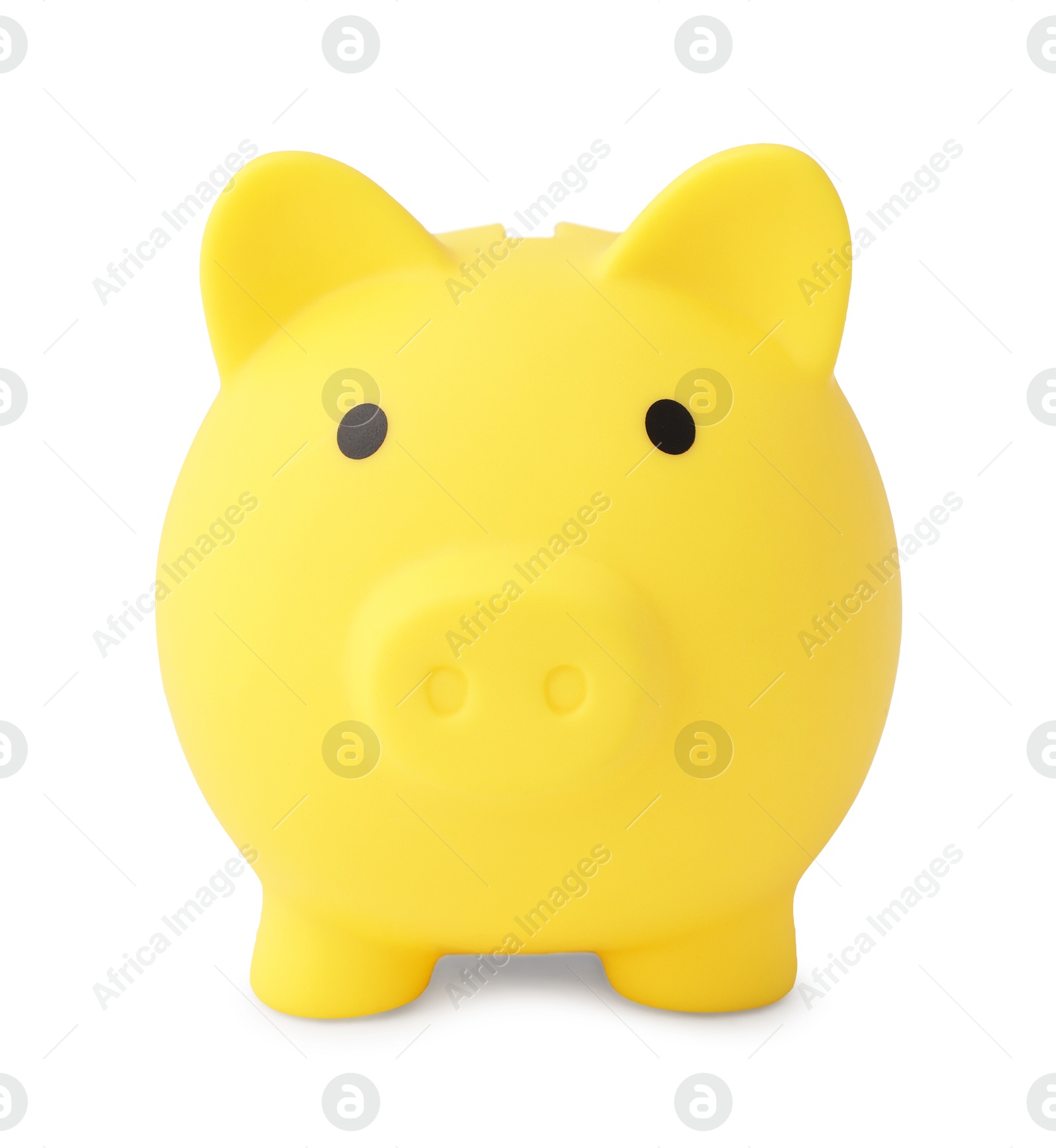 Photo of One yellow piggy bank isolated on white