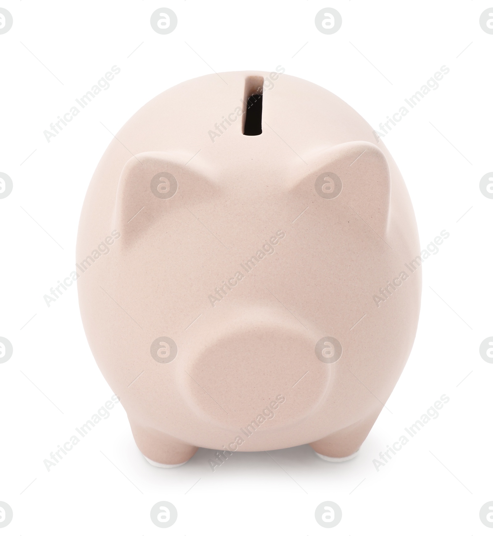 Photo of One beige piggy bank isolated on white