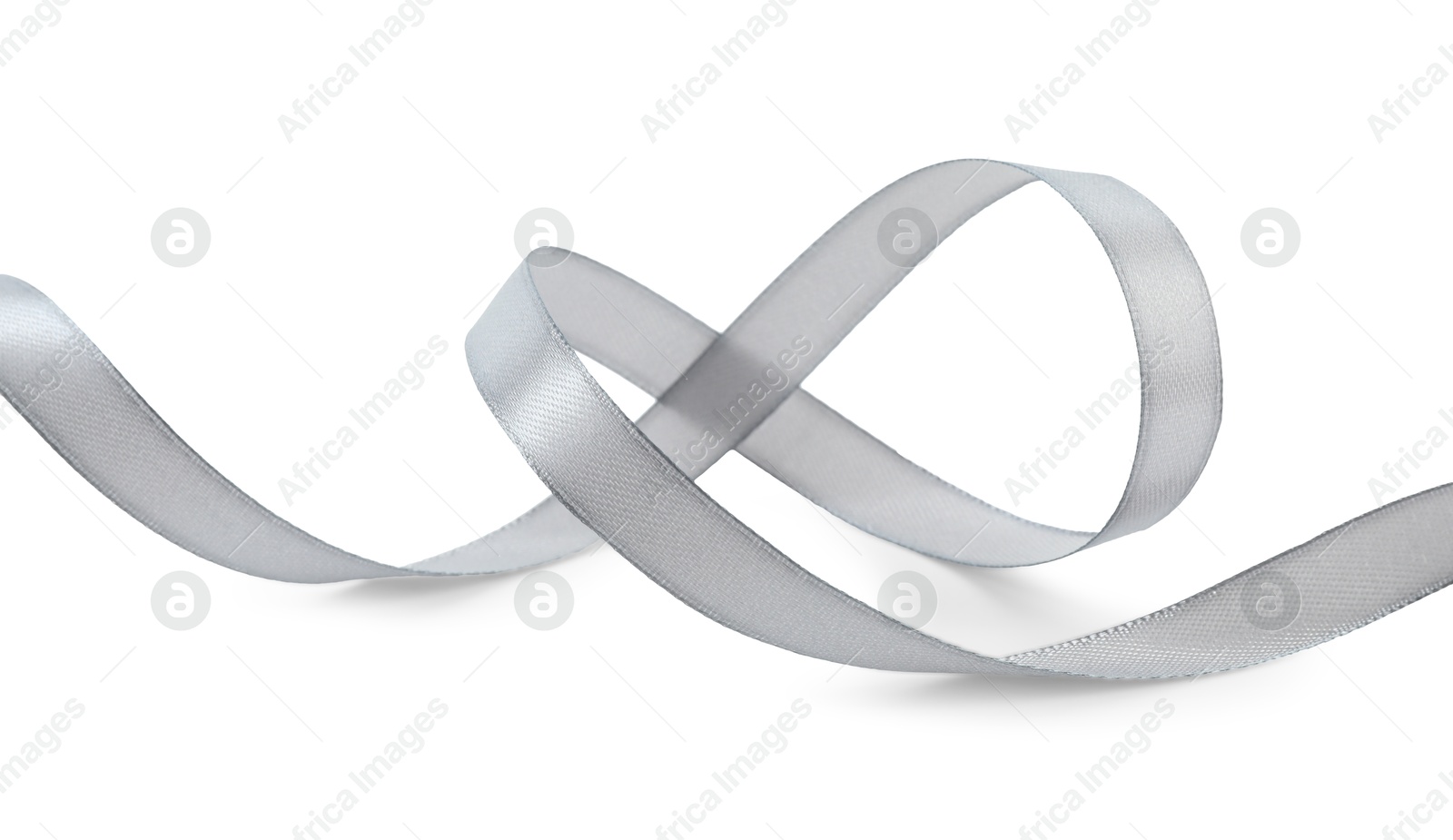 Photo of One beautiful gray ribbon isolated on white