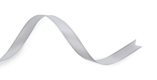 Photo of One beautiful gray ribbon isolated on white