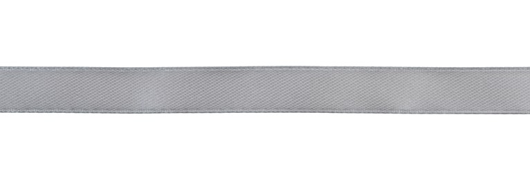 Beautiful gray ribbon isolated on white, top view