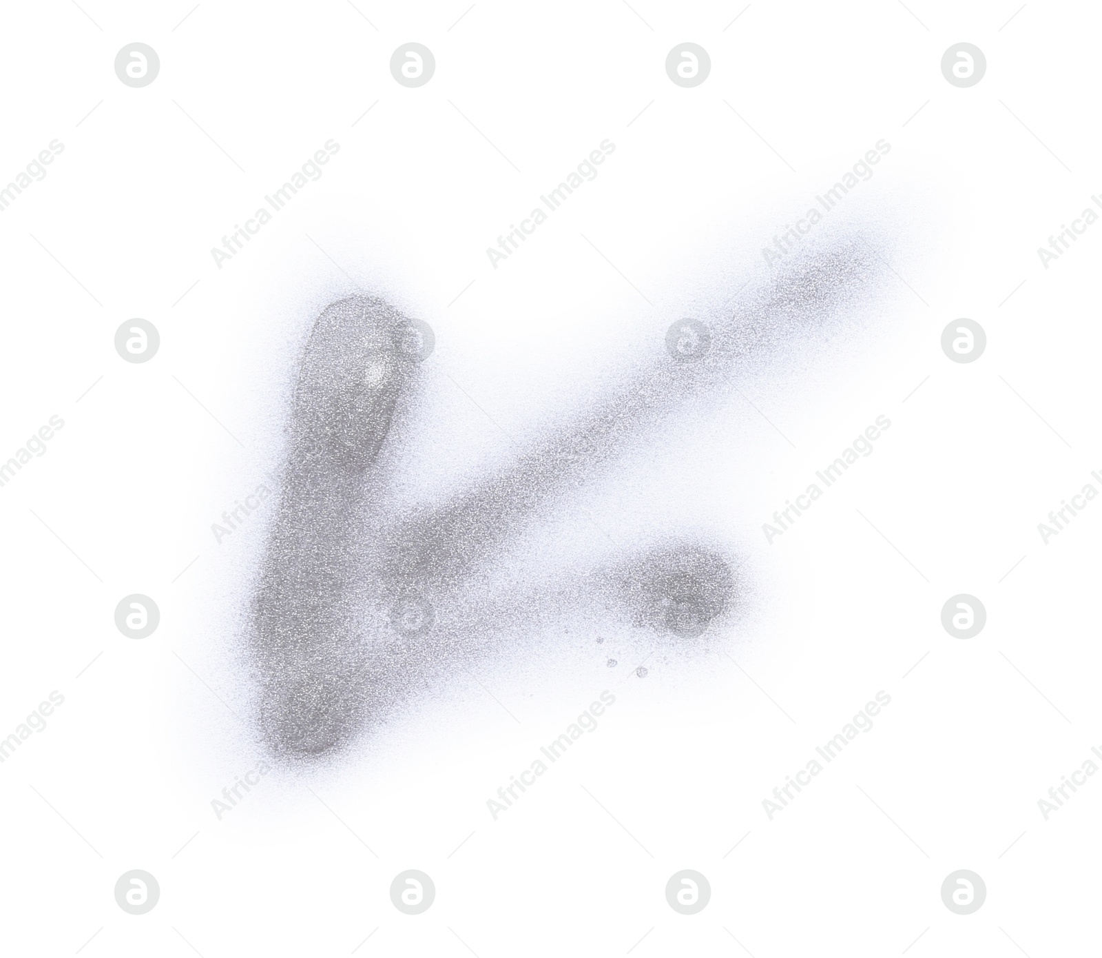 Photo of Arrow drawn by grey spray paint isolated on white, top view