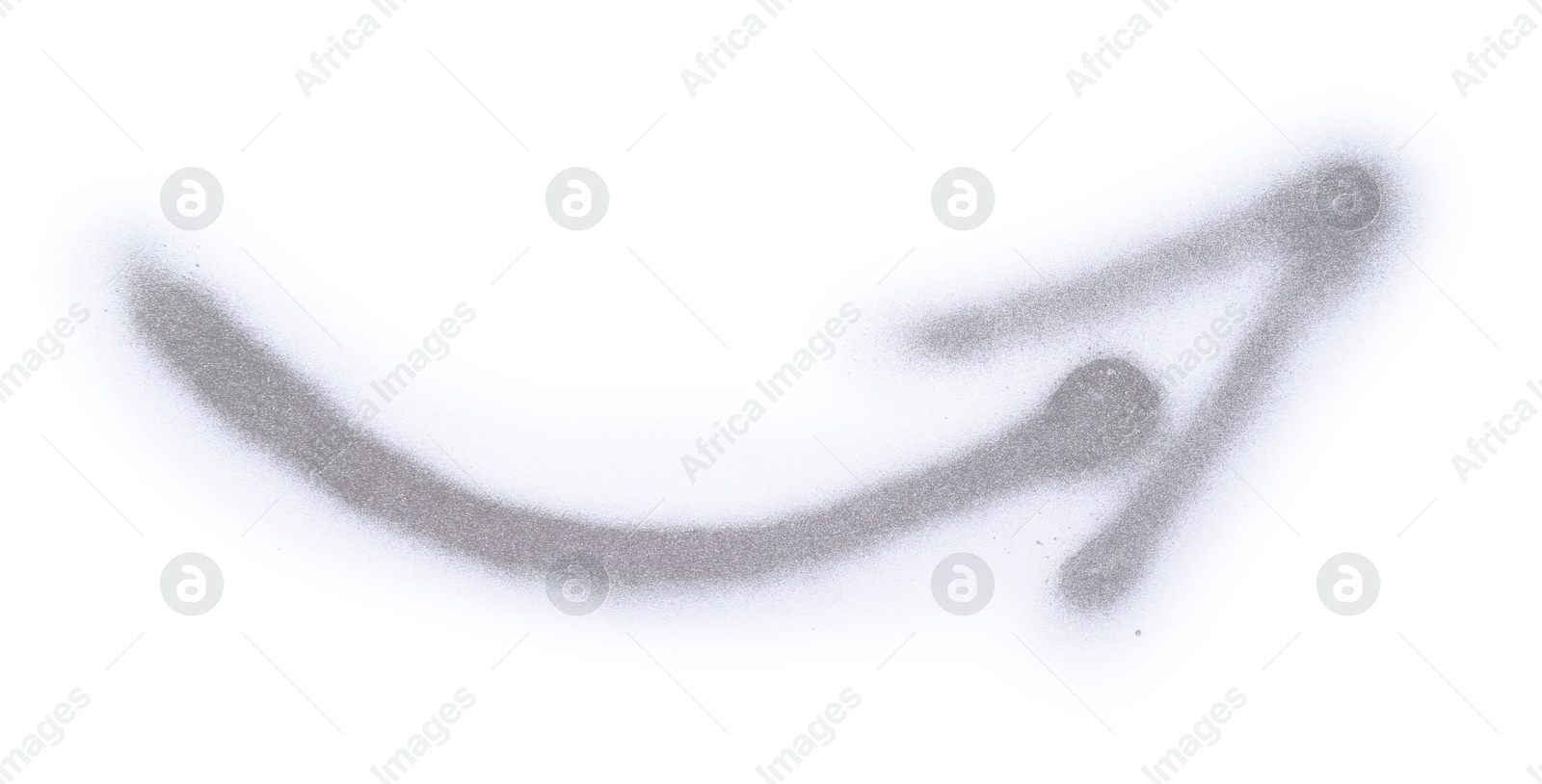 Photo of Arrow drawn by grey spray paint isolated on white, top view