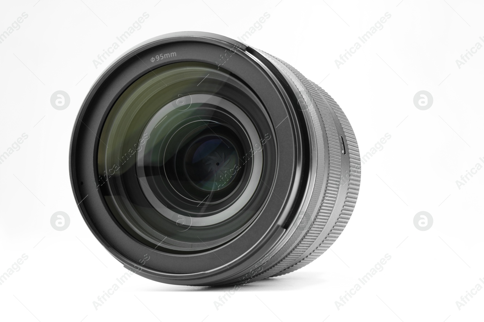 Photo of Camera lens on white background. Photographer's equipment