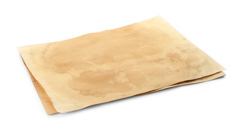 Photo of Sheets of old parchment paper isolated on white