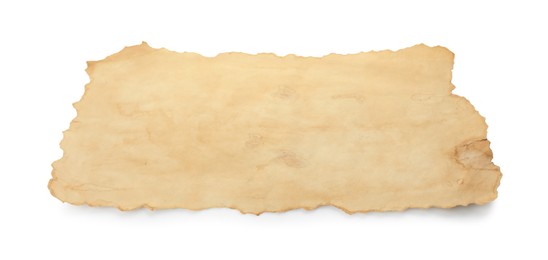 Sheet of old parchment paper isolated on white