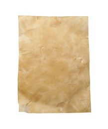 Photo of Sheet of old parchment paper isolated on white