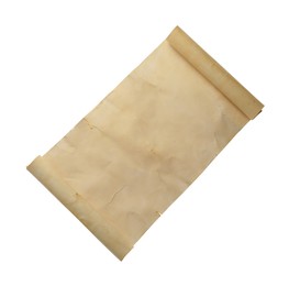 Scroll of old parchment paper isolated on white