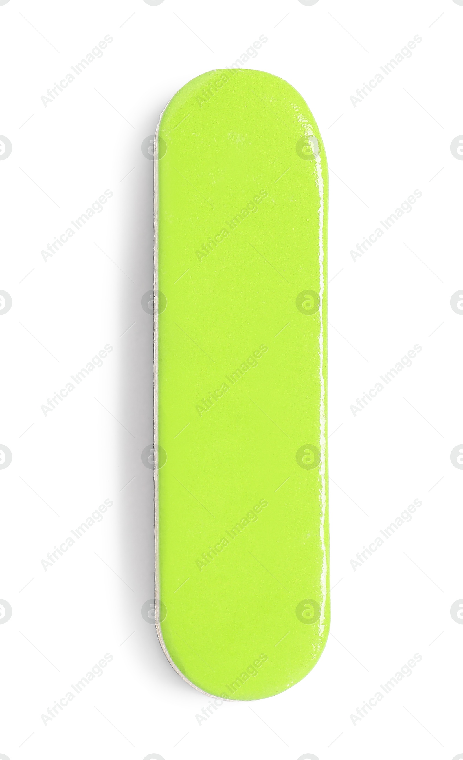 Photo of Green magnetic letter I isolated on white, top view. Alphabet