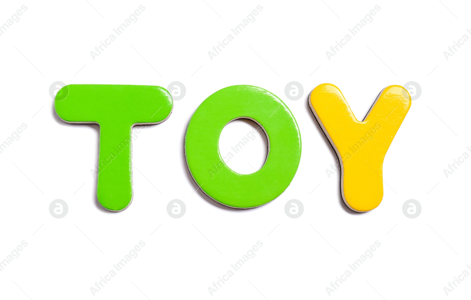 Photo of Alphabet. Word Toy of magnetic letters isolated on white, top view