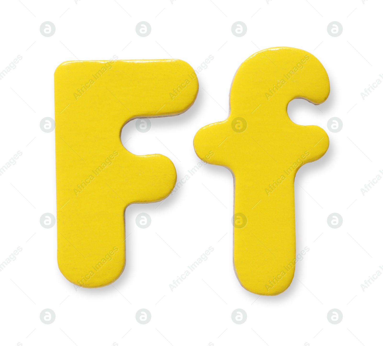 Photo of Uppercase and lowercase yellow magnetic letter F isolated white