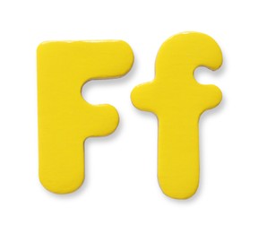 Photo of Uppercase and lowercase yellow magnetic letter F isolated white