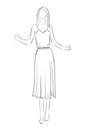 Fashion designer. Sketch of woman in stylish dress on white background