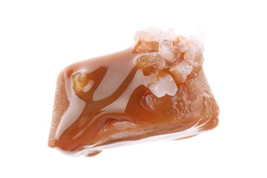 Photo of Yummy candy with salted caramel isolated on white